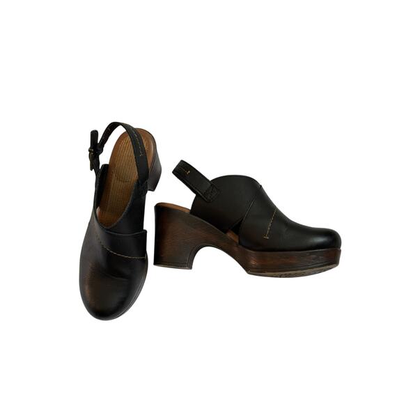b.ø.c Born Leather Slingback Clogs Women’s 9 | Platform Heels Comfort Wood Look - Picture 4 of 7